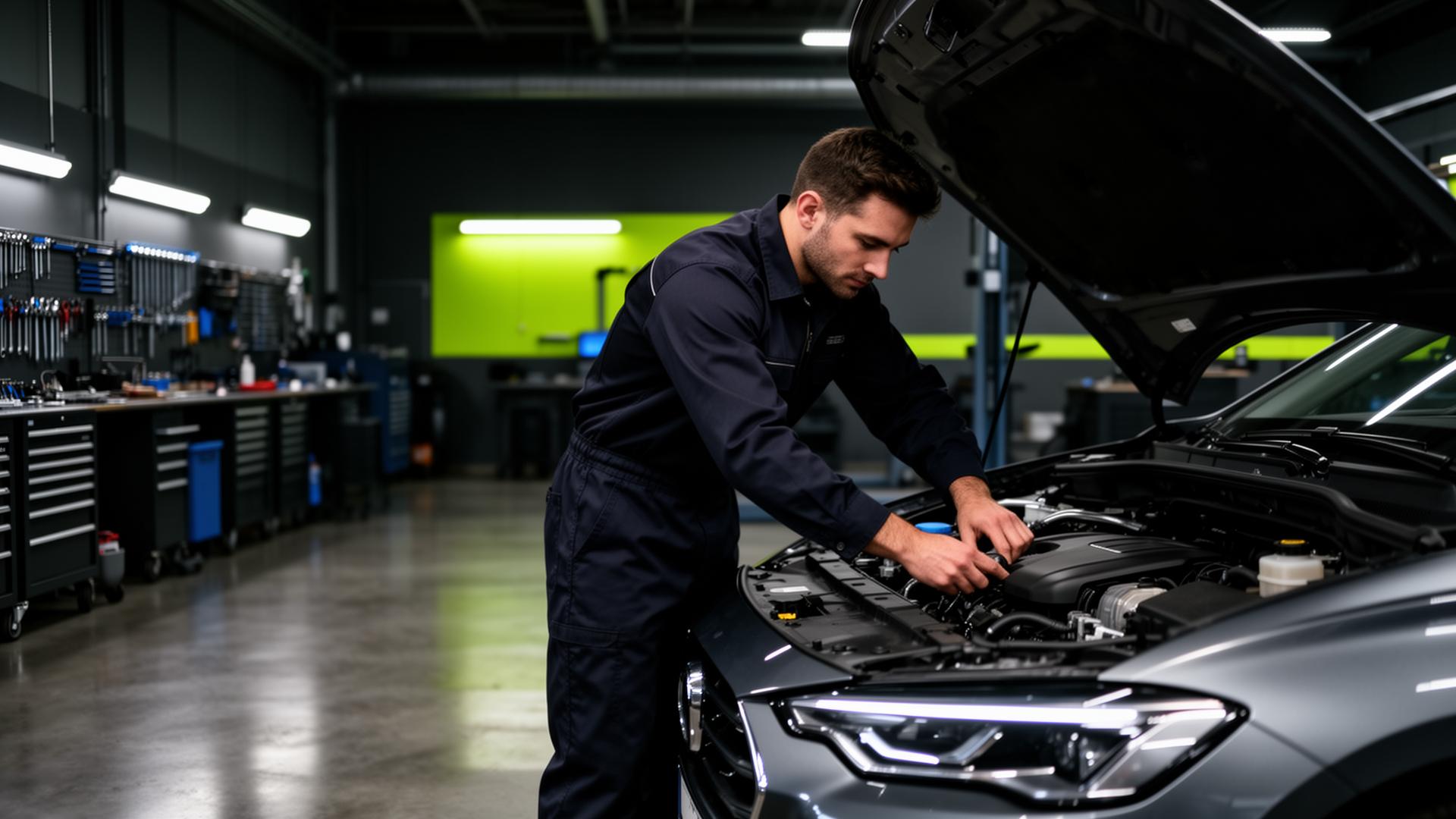 ASE certified mechanic working on a vehicle in a modern Amarillo auto repair shop